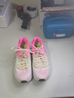 Nike Women's Pink and Neon Green Running Shoes